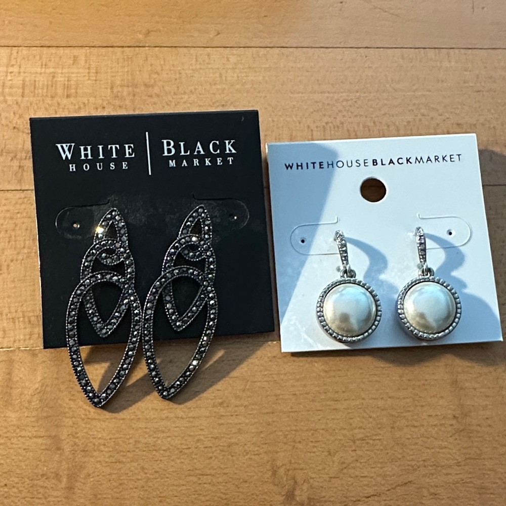 White House Black Market Black and Silver Earrings Set